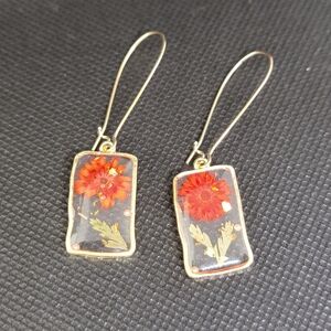 Red Flower Resin Bohemian Drop‎ Earrings 2/$15 3/$20 4/$25